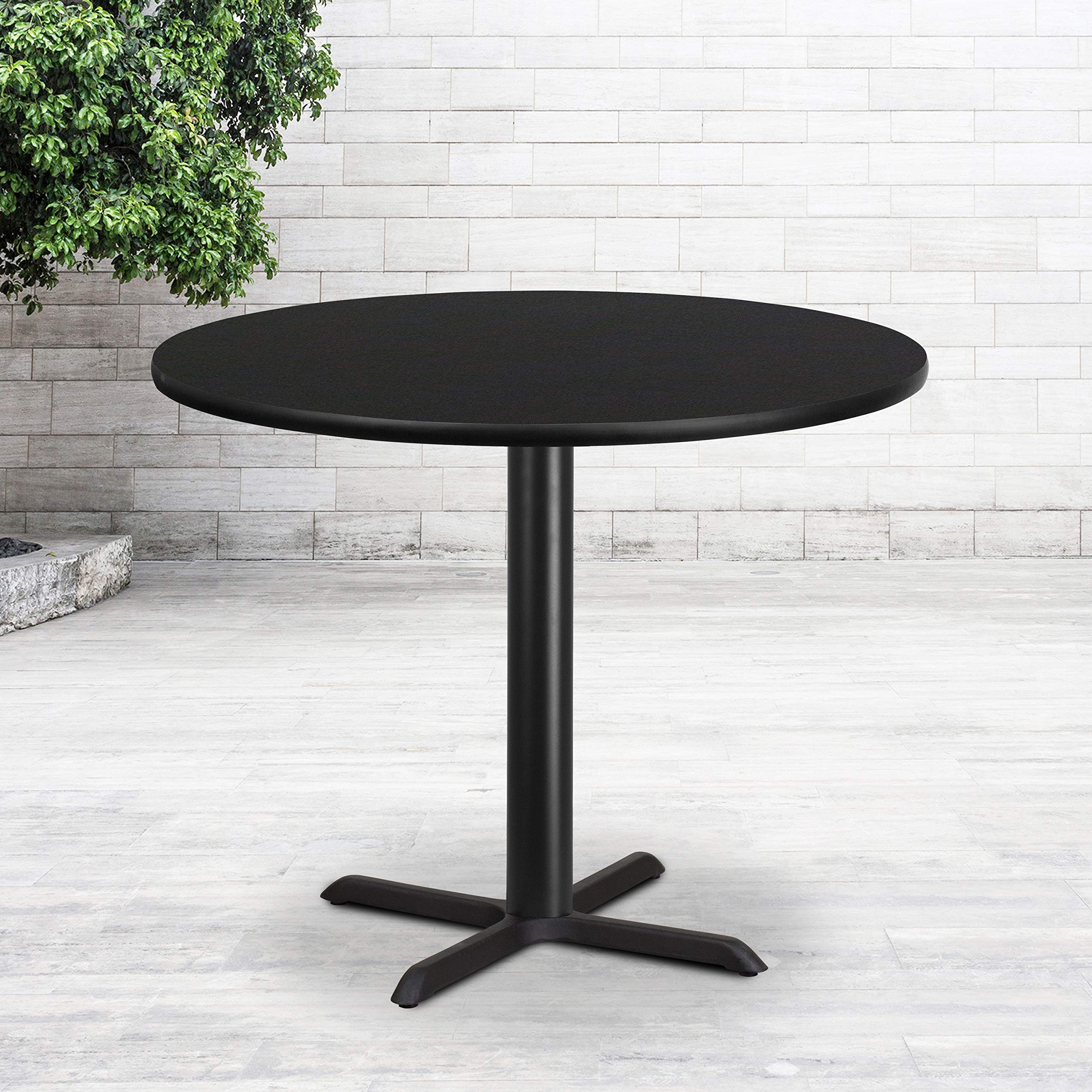 Flash Furniture 42'' Round Black Laminate Table Top with 33'' x 33'' Table Height Base