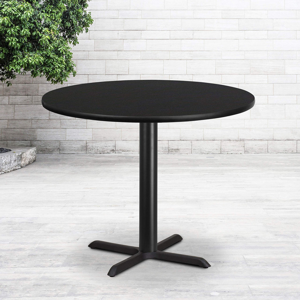 Flash Furniture 42'' Round Natural Laminate Table Top with 33'' x 33'' Table Height Base
