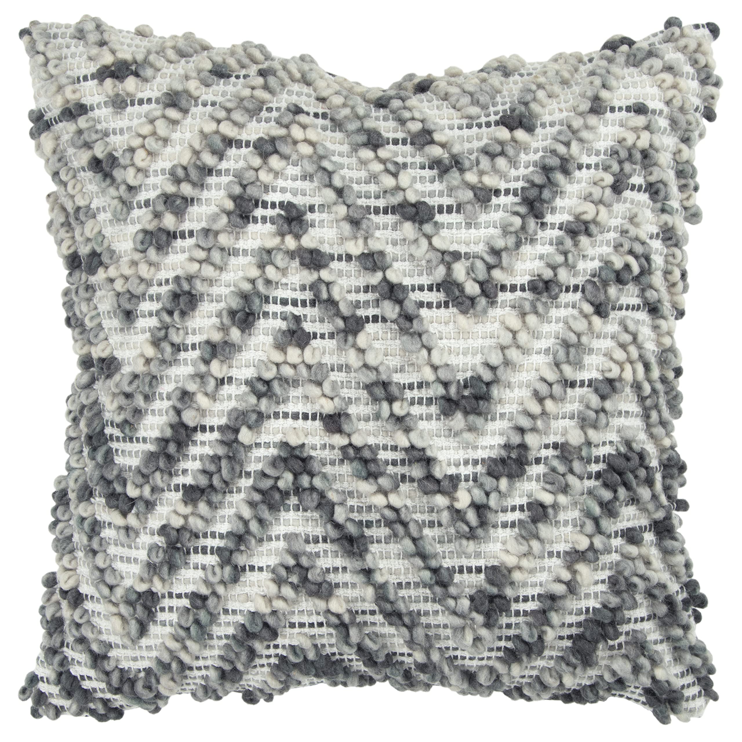 Rizzy Home | T10823 | Poly Fill Decorative Pillow | 20"x20" Gray/Neurtal/Black Chevron