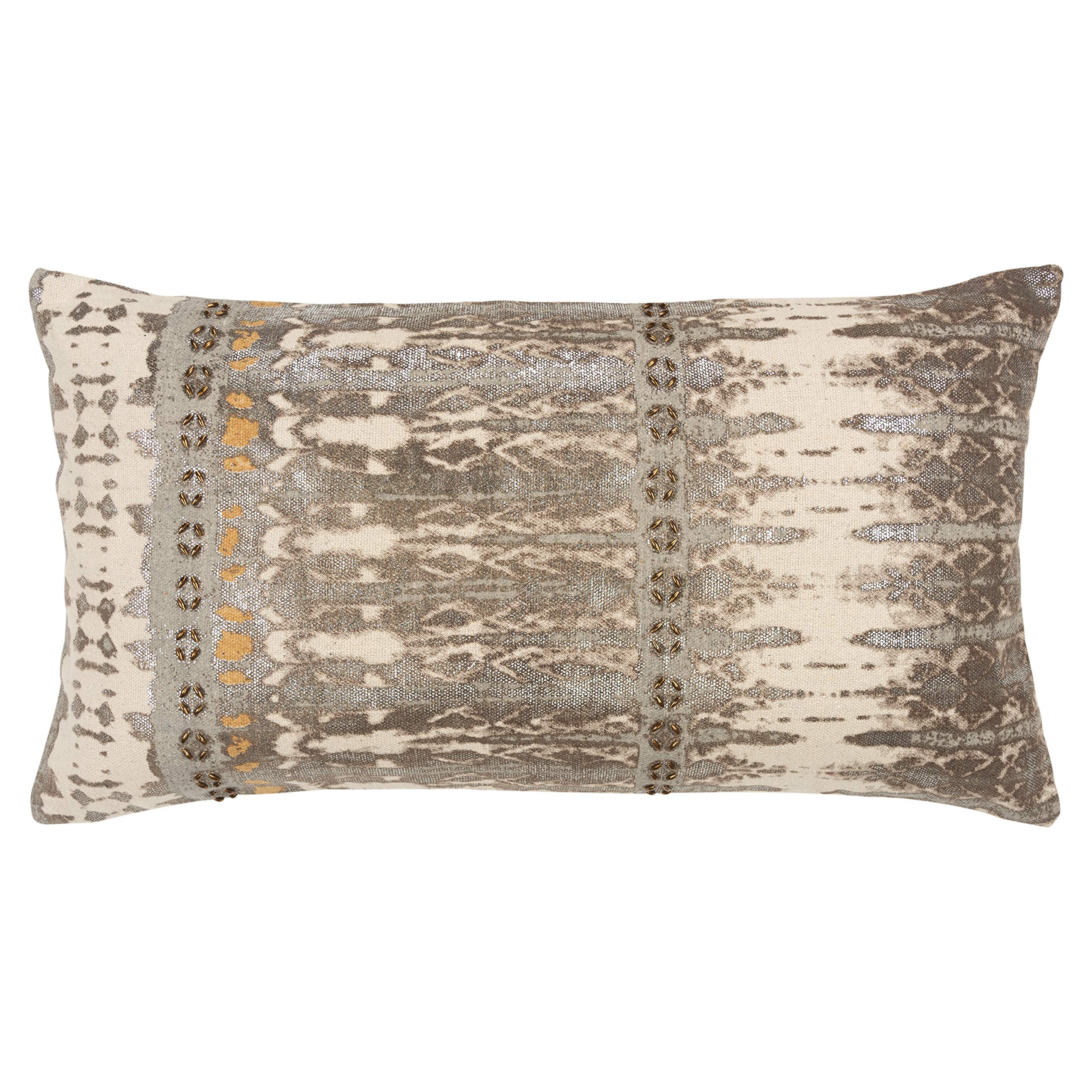 Rizzy Home Abstract 14" x 26" Poly Filled Pillow with Recycled Cotton Cover-Gray