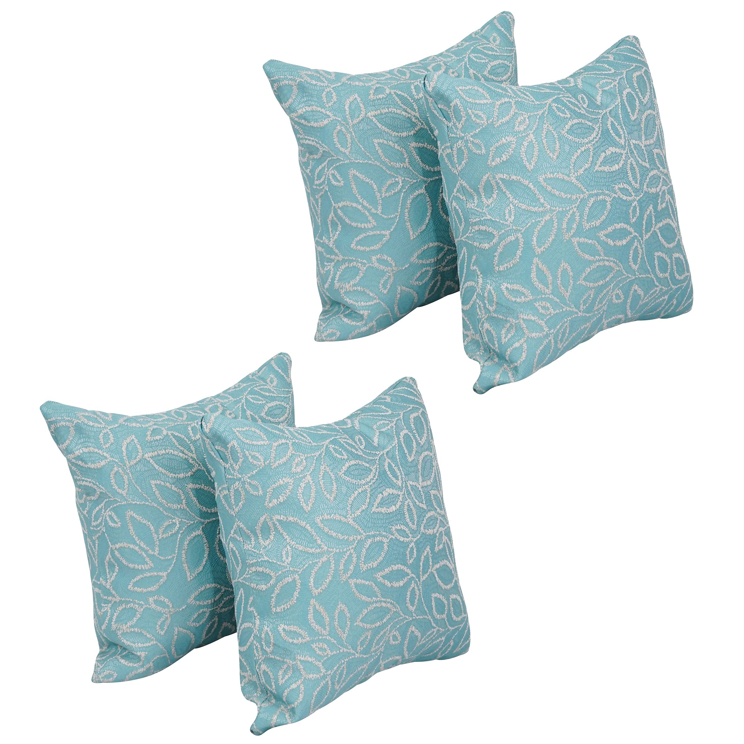Blazing Needles Square Polyester Jacquard Throw Pillows, 17", Florian Caribb 4 Count
