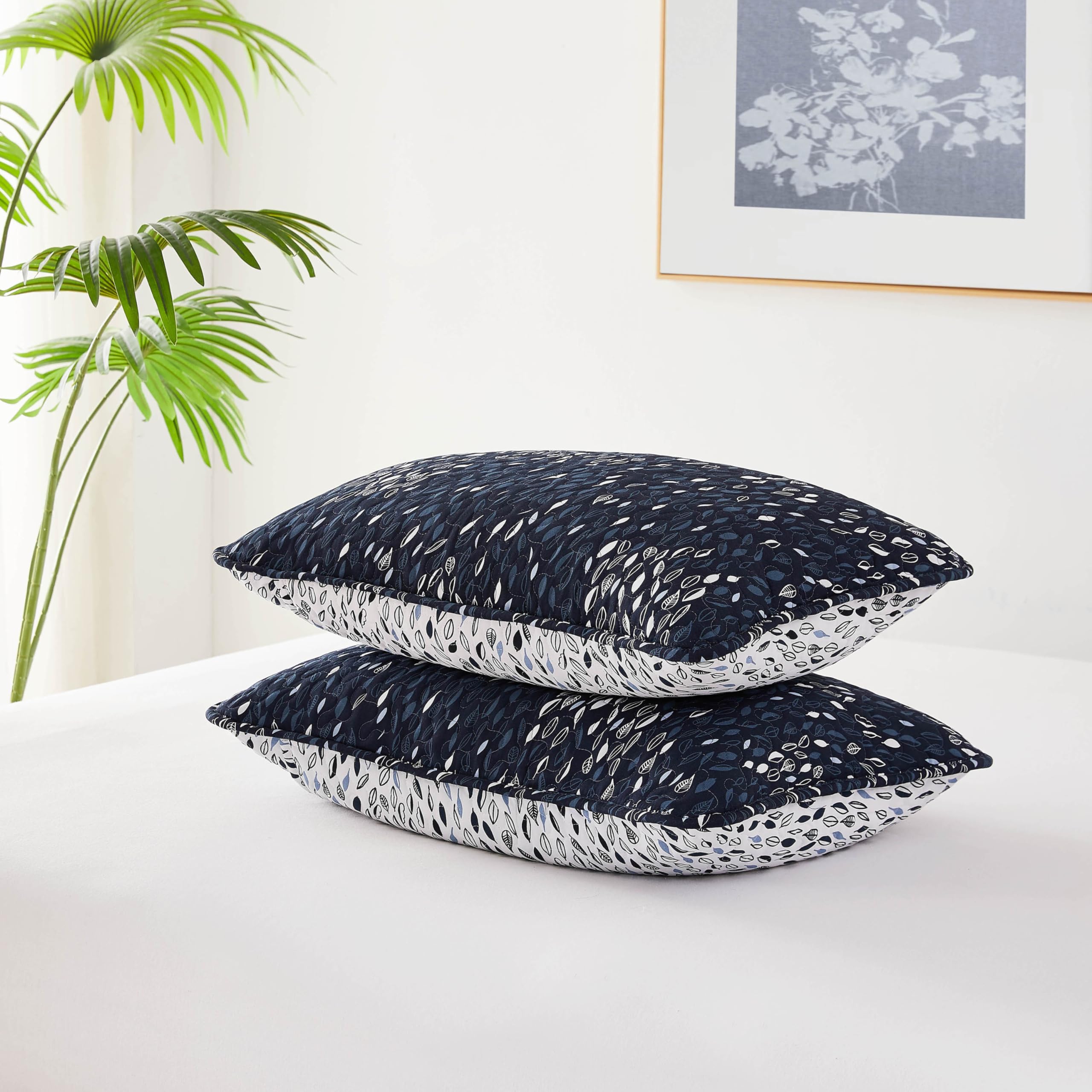 Southshore Fine Living, Inc. Decorative Blue Pillow Covers Standard Size 20'X26', Quilted Pillow Shams Queen Size Set Of 2, Fi