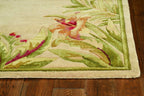 HomeRoots Wool 8'x10' Ivory Hand Tufted Bordered Tropical Plants Indoor Area Rug