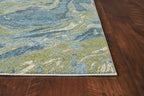 HomeRoots 3' X 5' Teal Abstract Waves Area Rug