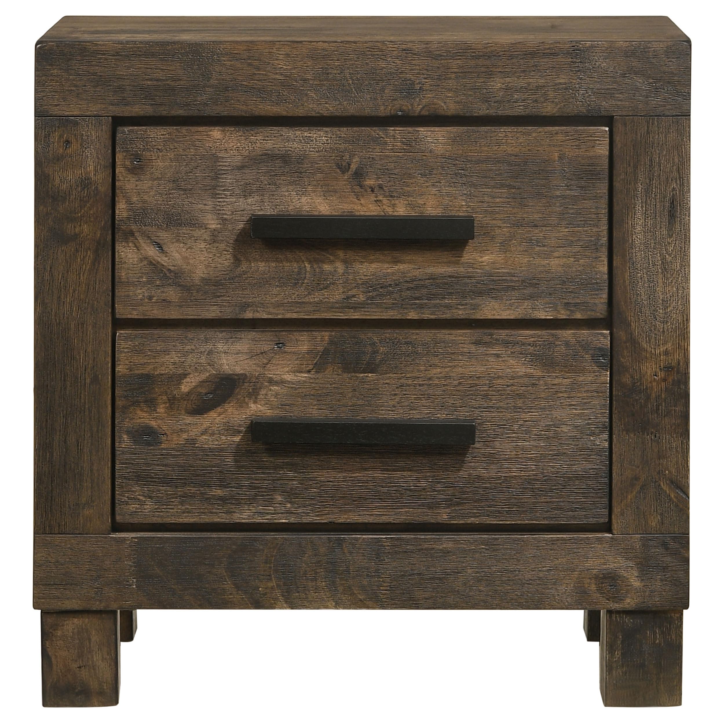 Coaster Home Furnishings Woodmont Farmhouse Engineered Wood 2-Drawer Bedroom Nightstand Bedside Table Organizer Unit Rustic Golden Brown 222632