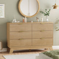 Fluted Dresser for Bedroom with 6 Drawers, 48 Wide Modern Chest of Drawers with Metal Handle, Wooden Dresser TV Stand, Wood Clos