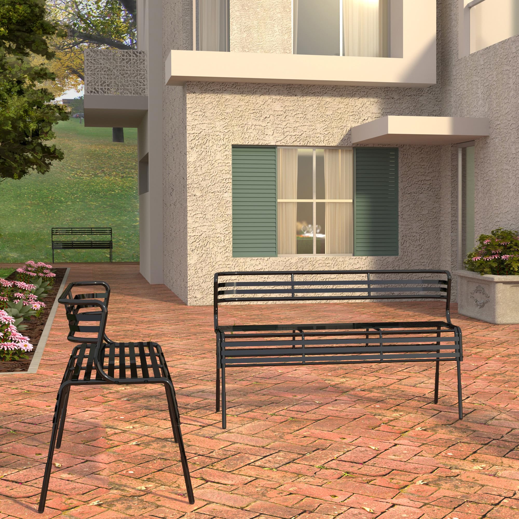 Safco Products 4368Bl Cogo Outdoor Bench, Black