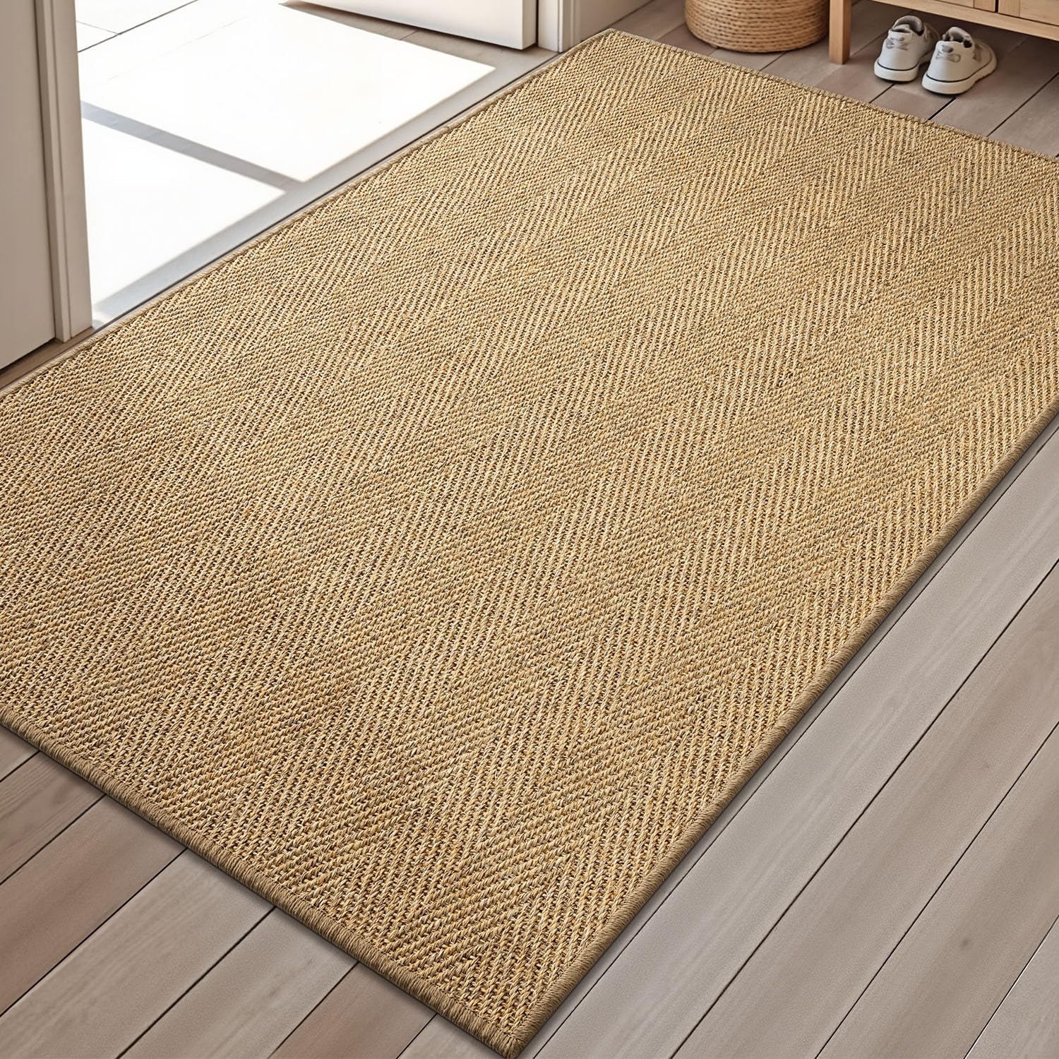 LUMI Handwoven Sisal Door Mat, Non-Slip Durable Entryway Mat, Welcome Front Doormat, Solid Floor Mats for Entrance, 36x60, Herri