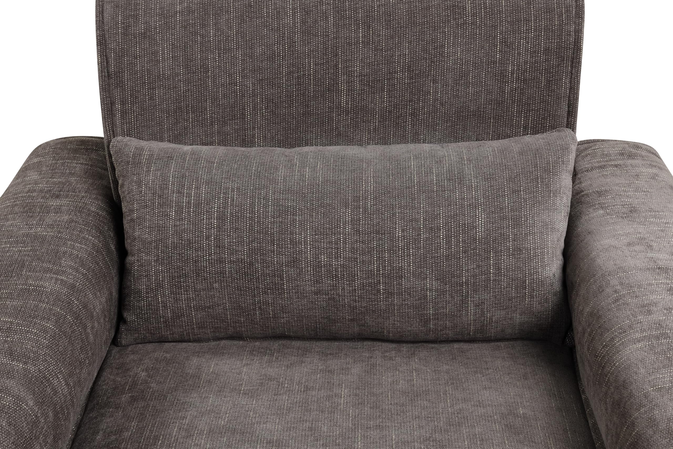 Lilola Home Valentina Gray Chenille Chair with Metal Legs and Throw Pillow