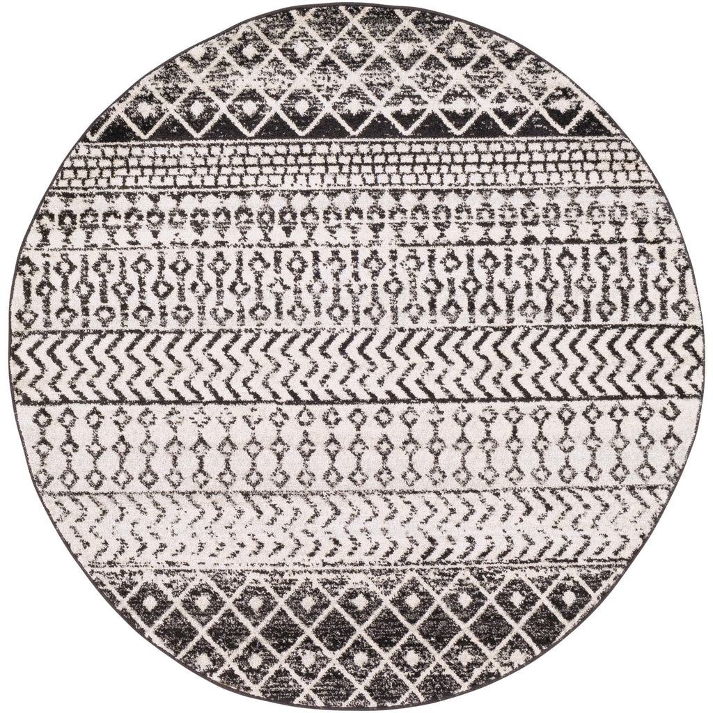 Livabliss Chester Boho Moroccan Area Rug,5'3'' Round,Black