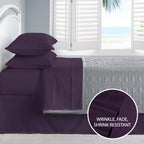 Cathay Home Essentials Ultra Soft Hypoallergenic Wrinkle Resistant Double Brushed Microfiber Bedding Sheet Set, Eggplant, Twin