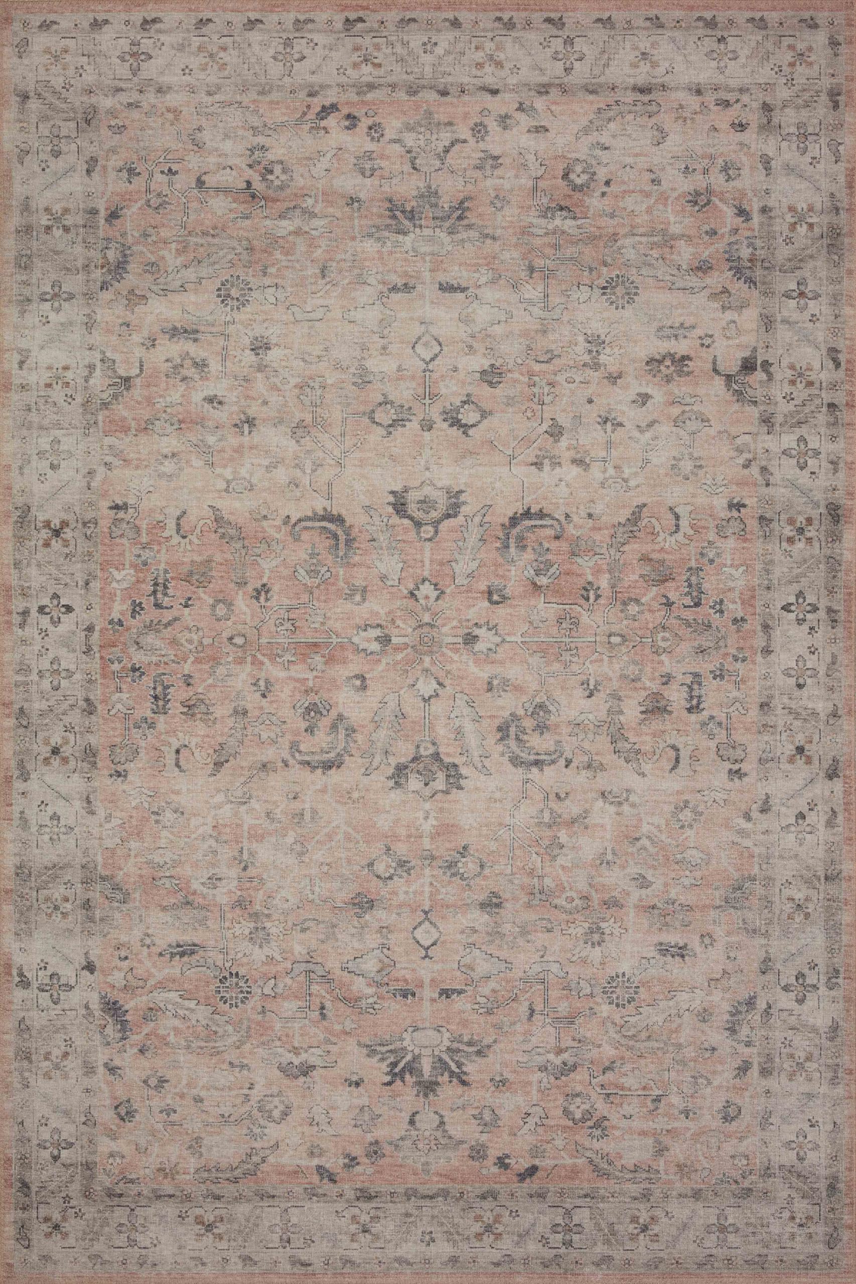 Loloi II Hathaway Collection HTH-06 Blush / Multi 2-6 x 7-6, .25 Thick, Runner Rug, Soft, Durable, Printed, Modern, Low Pile, 