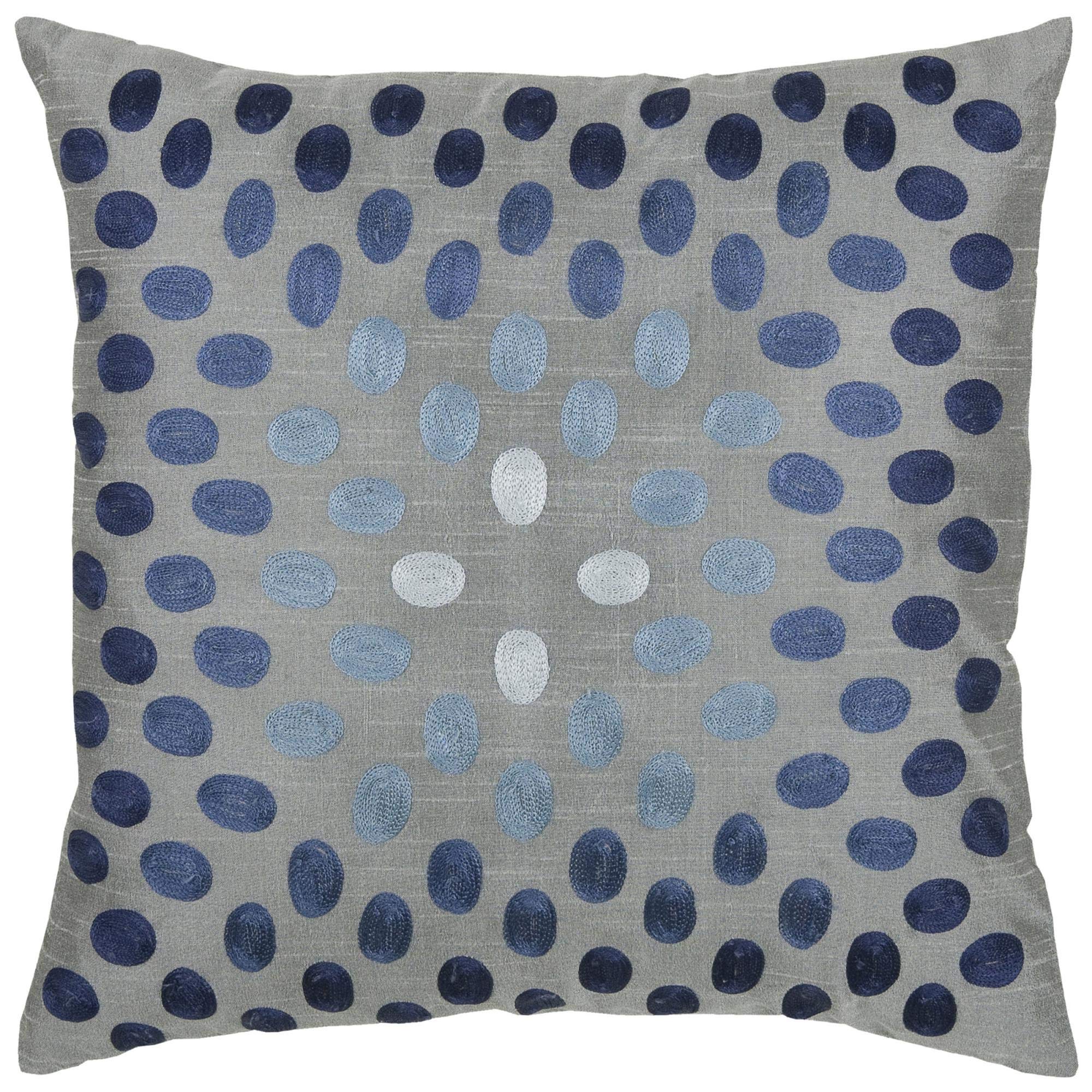 Rizzy Home T3070A Decorative Pillow, 18" x 18", Blue/Silver