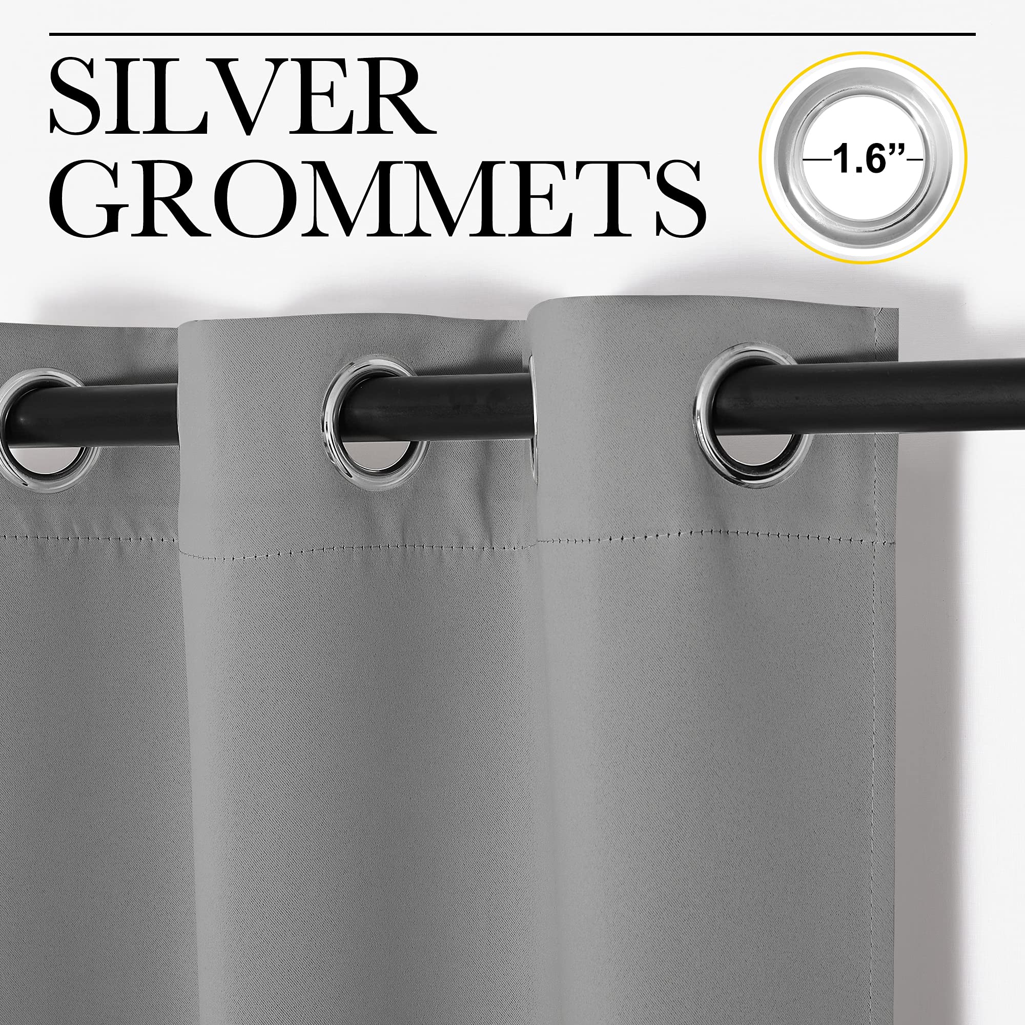 Nicetown Window Curtain Blackout Drape Panel 3 Pass Microfiber Noise Reducing Thermal Insulated Window Drapery With Grommet (Single Panel, 42 X 84 Inch, Silver Grey)