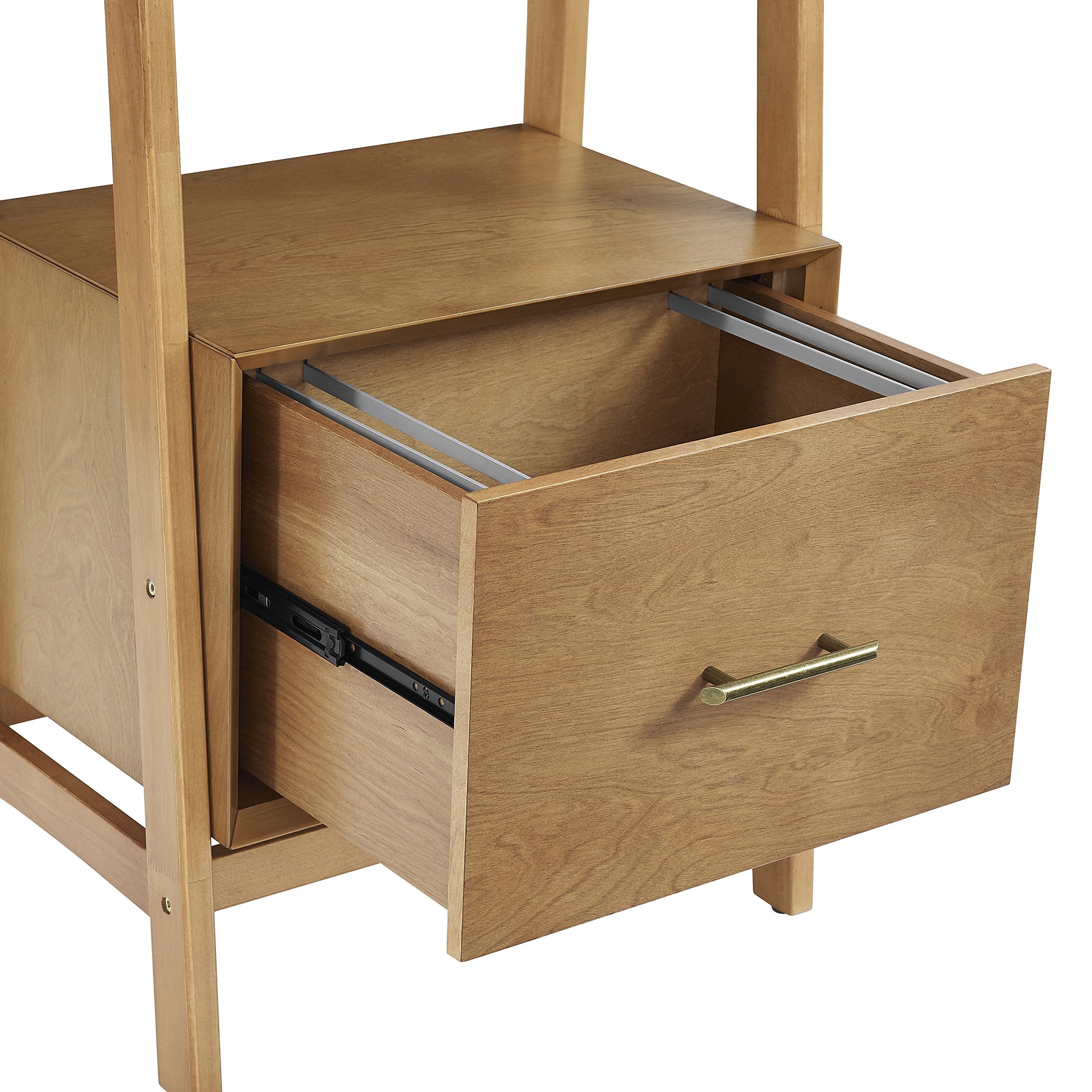 Crosley Furniture Landon Small Bookshelf Etagere, Bookcase Storage with Shelves and File Drawer, Acorn