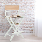 Casual Home Director'S Chair ,White Frame/Tan Canvas,30" - Bar Height
