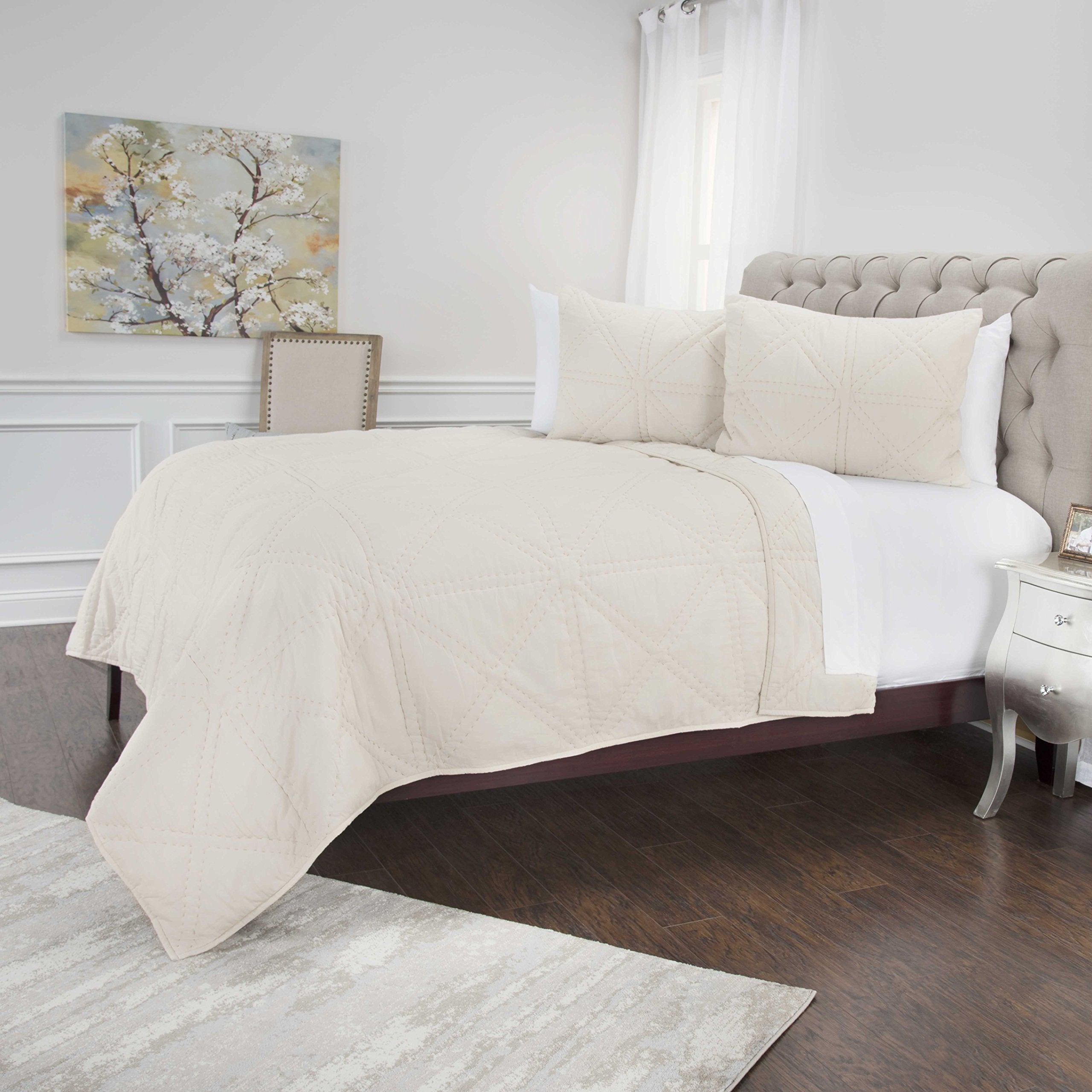 Rizzy Home Polyester Quilt 90"x92" Brown/Neutral Solid QLTBQ4835NT009092