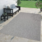 Solid Outdoor Rug For Patio Or Balcony Waterproof In Mottled Grey, Size: 6'7' Square