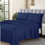 Cathay Home Essentials Ultra Soft Hypoallergenic Wrinkle Resistant Double Brushed Microfiber Bedding Sheet Set, Royal Blue, King