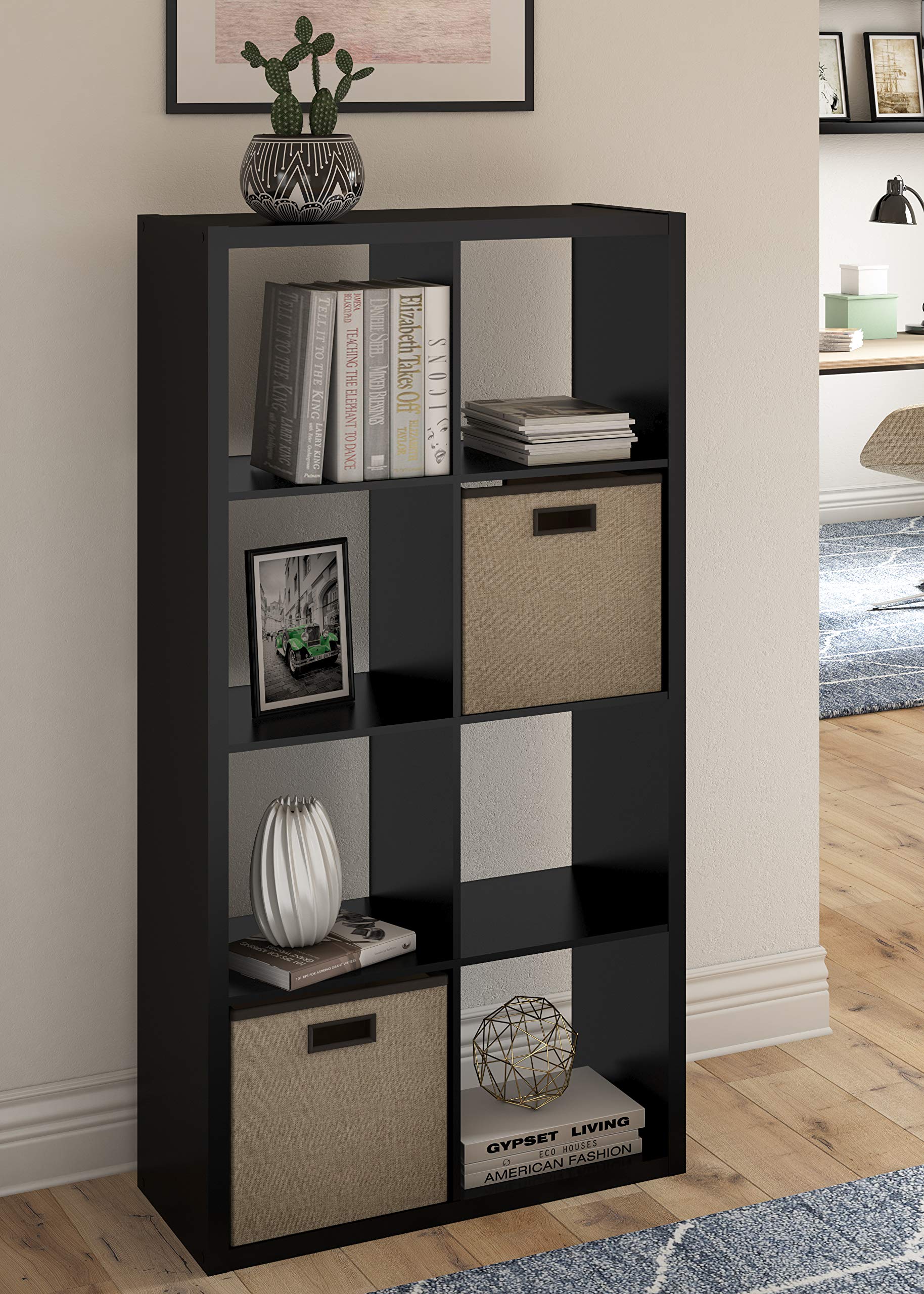 Closetmaid 4587 Decorative Open Back 8-Cube Storage Organizer, Black, 4587
