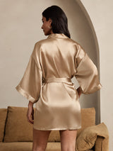 [Champagne Gold] SilkSilky  3/4 Sleeve Women's Robe 002