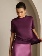 [Purple] SilkSilky  Short Sleeve Women's T-Shirt 003