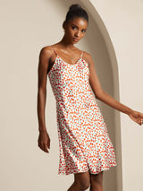 [Cherry] SilkSilky  Spaghetti Strap V Neck Dress 005
