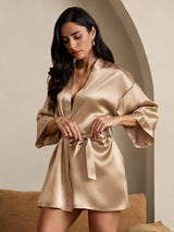[Champagne Gold] SilkSilky  3/4 Sleeve Women's Robe 004