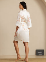 [White] SilkSilky  3/4 Sleeve Women's Robe 002