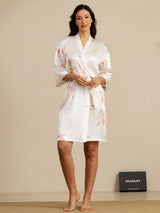 [White] SilkSilky  3/4 Sleeve Women's Robe 006