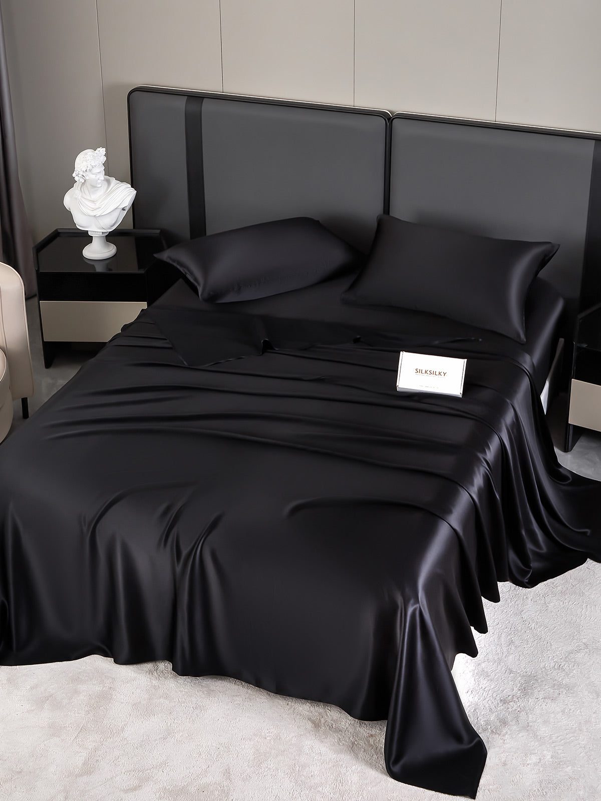 [Black] SilkSilky  19Momme Bedding Set 002