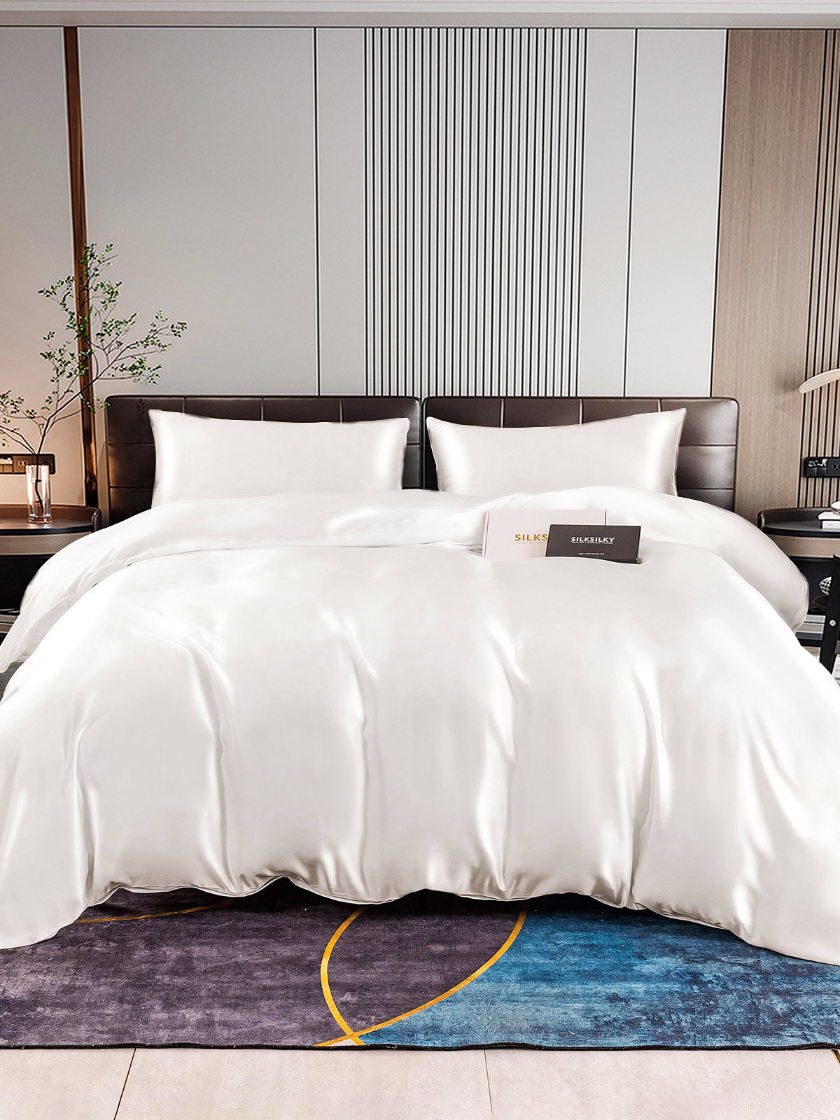 [White] SilkSilky  Bedding Set 001