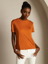 [Orange] SilkSilky  Short Sleeve Women's T-Shirt 004