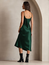 [Dark Green] SilkSilky  Spaghetti Strap V Neck Nightgown 002