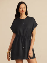 [Black] SilkSilky  Cap Sleeve Dress 003
