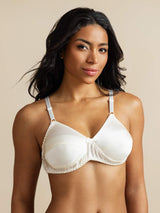White pure silk bra with adjustable straps and soft cup design