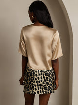 [Champagne] SilkSilky  Half Sleeve Women's T-Shirt 002