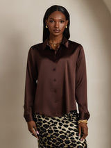 [Bitter Chocolate] SilkSilky  Long Sleeve Lapel Collar Women's Shirts 003
