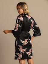 [Black] SilkSilky  3/4 Sleeve Women's Robe 002