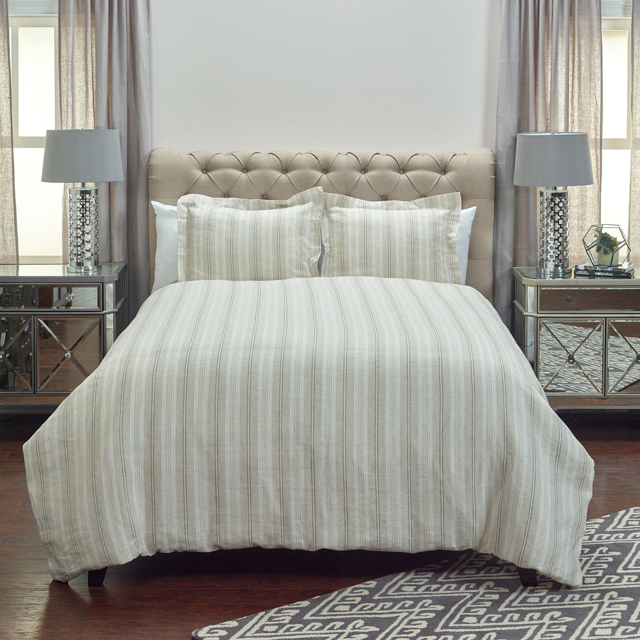 Rizzy Home | BT3012 | Standard Sham | 20"x26" Brown/White/Gray Stripe
