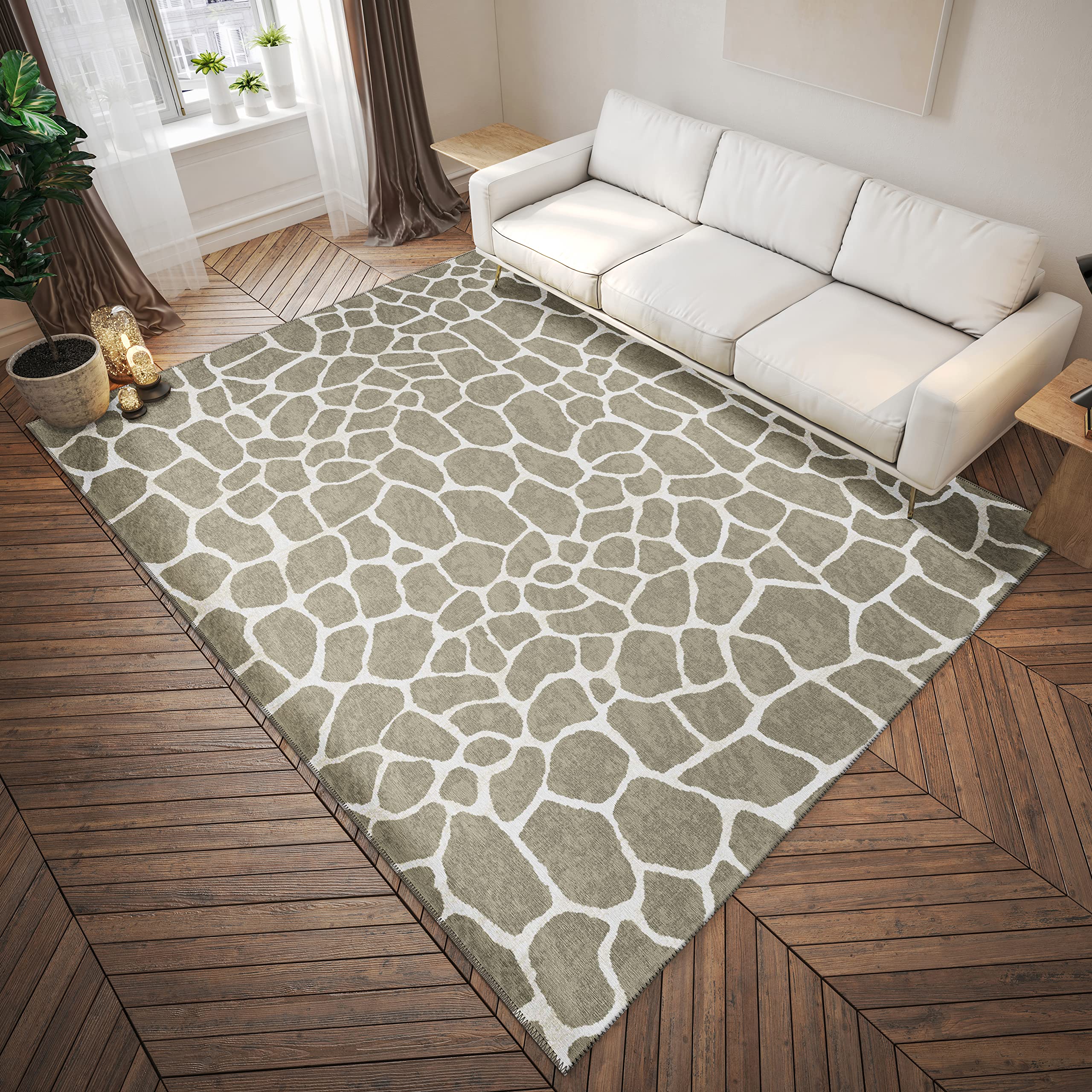 Addison Rugs Safari Asf34 Taupe Washable 8' X 10' Indoor Outdoor Area Rug, Easy Clean, Machine Washable, Non Shedding, Bedroom, Entry, Living Room, Dining Room, Kitchen, Patio Rug