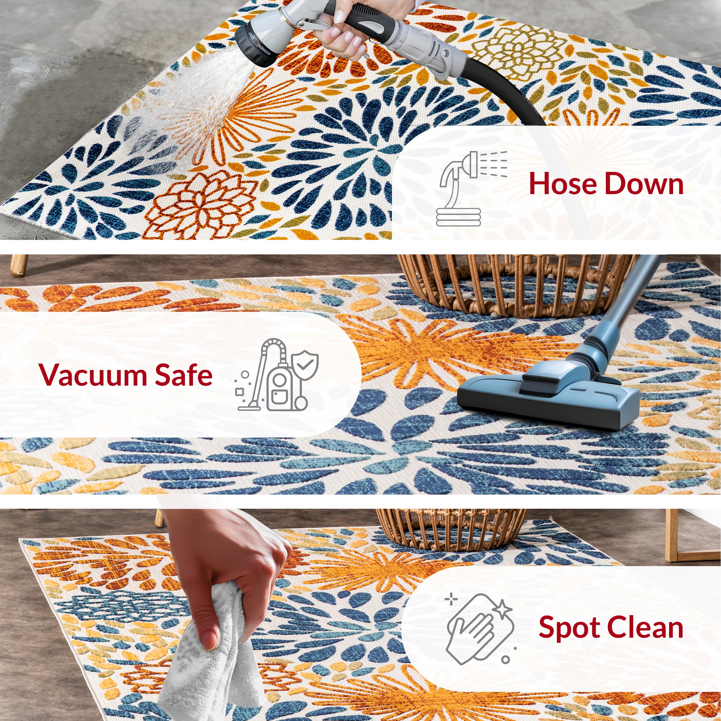 Nuloom Monique Floral Indoor/Outdoor Area Rug, 4' X 6', Multi Color, Rectangular, 0.4' Thick