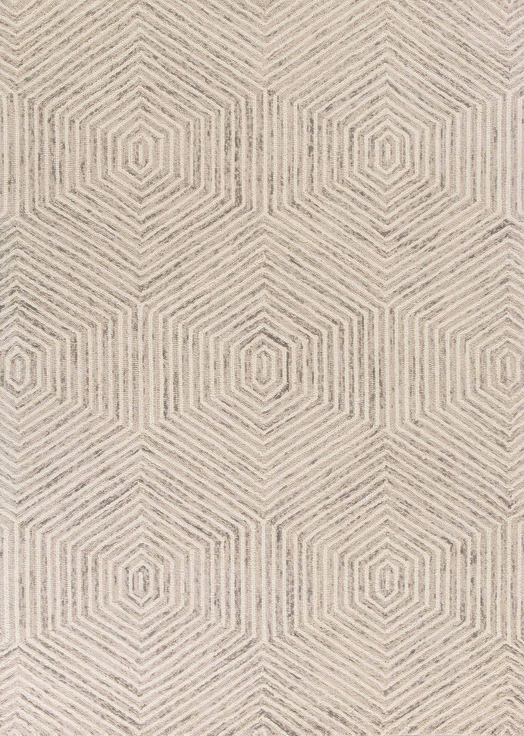 HomeRoots Wool 9'x12' Sand Beige Hand Tufted Diamond Pattern Indoor Area Rug