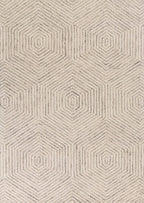 HomeRoots Wool 9'x12' Sand Beige Hand Tufted Diamond Pattern Indoor Area Rug
