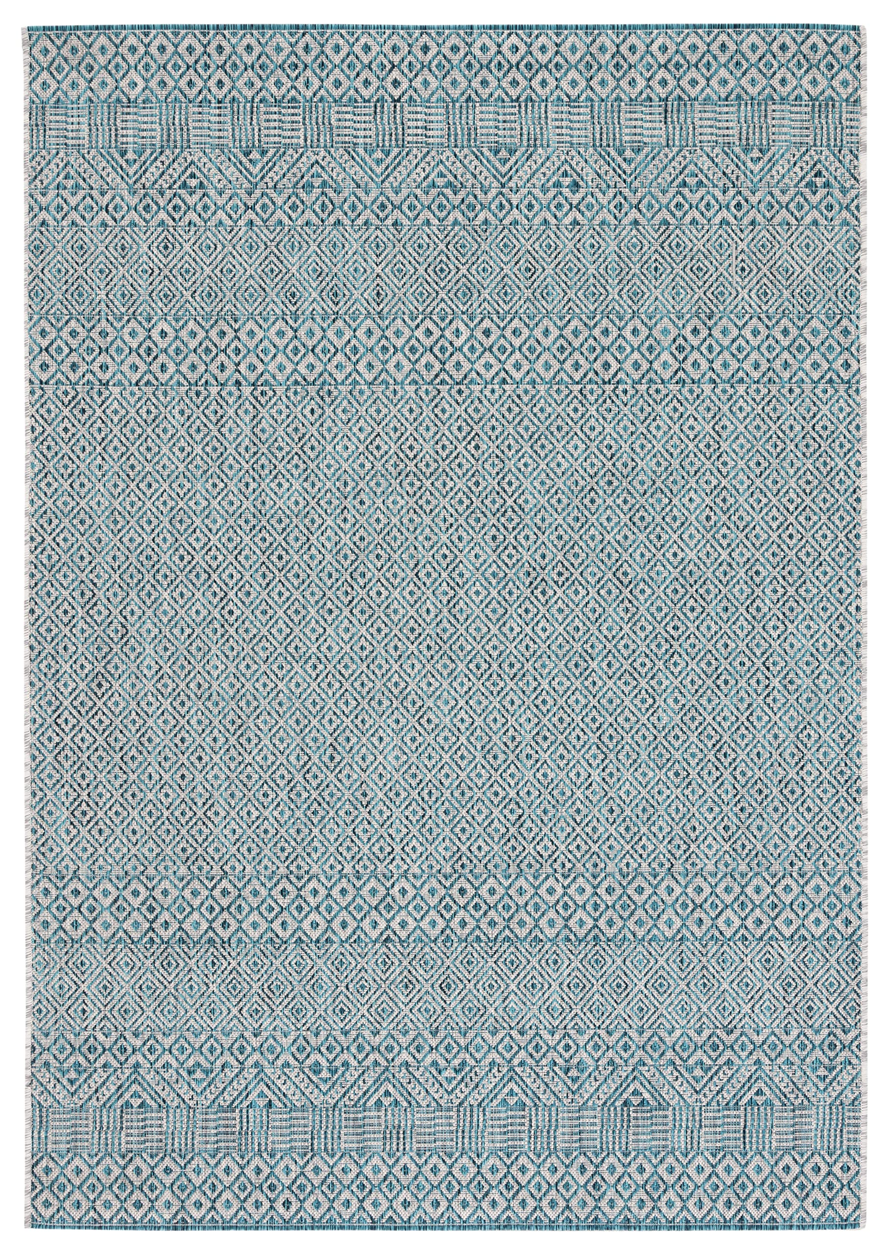 Safavieh Courtyard Collection 4' X 5'7' Grey/Aqua Cy8235 Indoor/ Outside Waterproof Easy Cleansingpatio Backyard Mudroom Area Mat