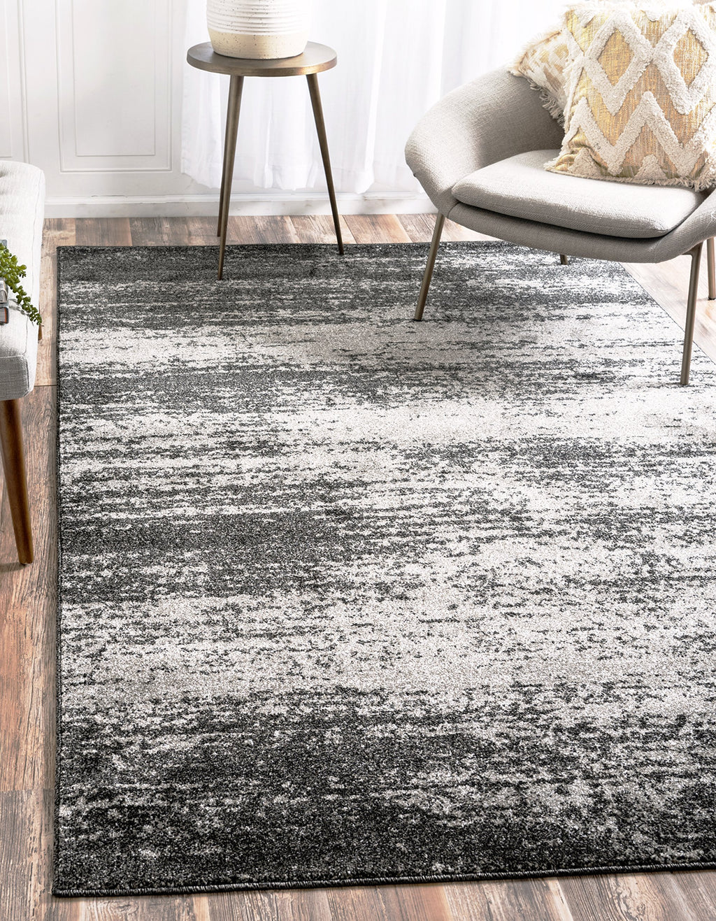 Unique Loom Del Mar Collection Area Rug - Lucille (3' 3'' X 5' 3'' Rectangle, Dark Gray/ Ivory)