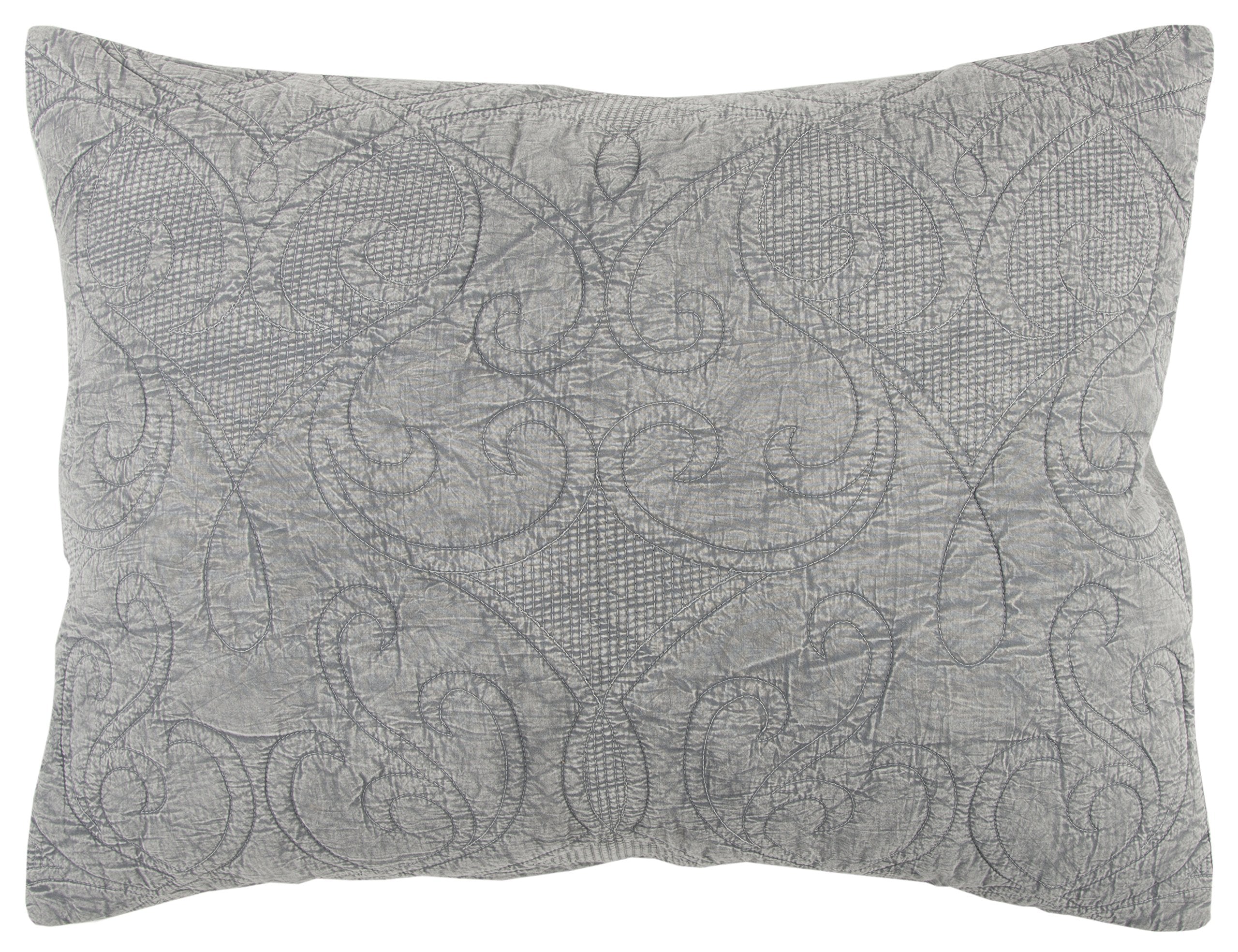 Rizzy Home | BQ4566 | Polyester Standard Sham | 20"x26" Gray/Black/Nuetral Solid