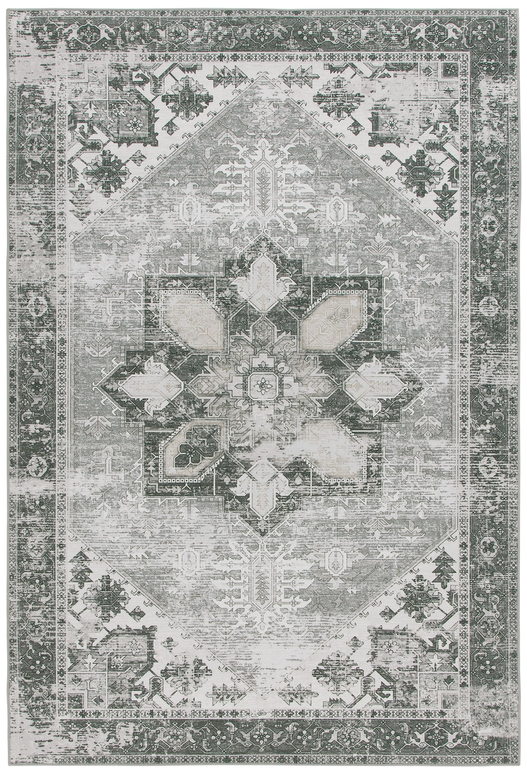 SAFAVIEH Tucson Collection Accent Rug - 4 x 6, Dark Sage & Ivory, Persian Design, Non-Shedding Machine Washable & Slip Resista