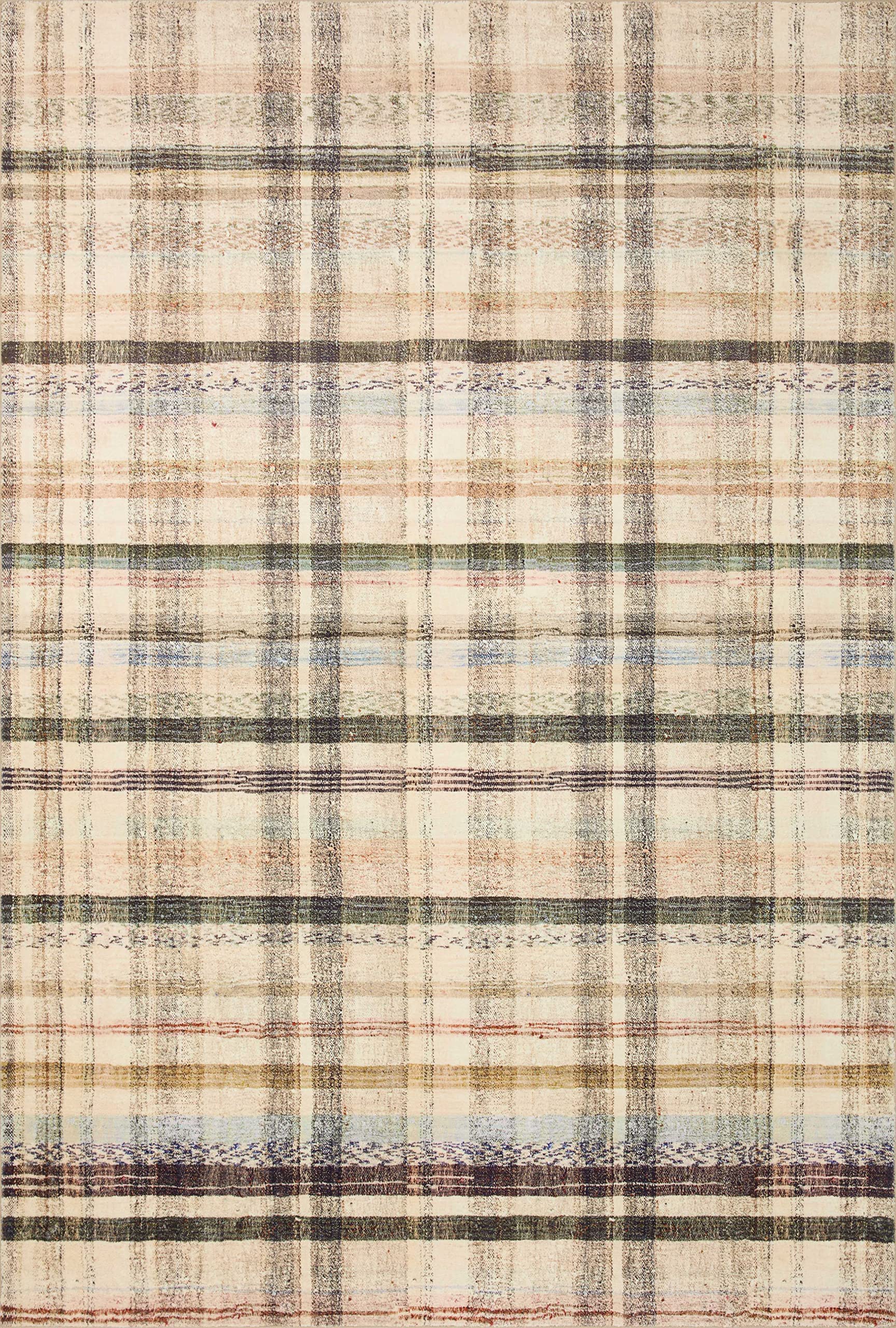 Loloi Chris Loves Julia X Humphrey Collection, Ivory & Multi 2'-3'' X 7'-6'' Area Rug - Plaid Accent Rugs For Living Room, Bedro