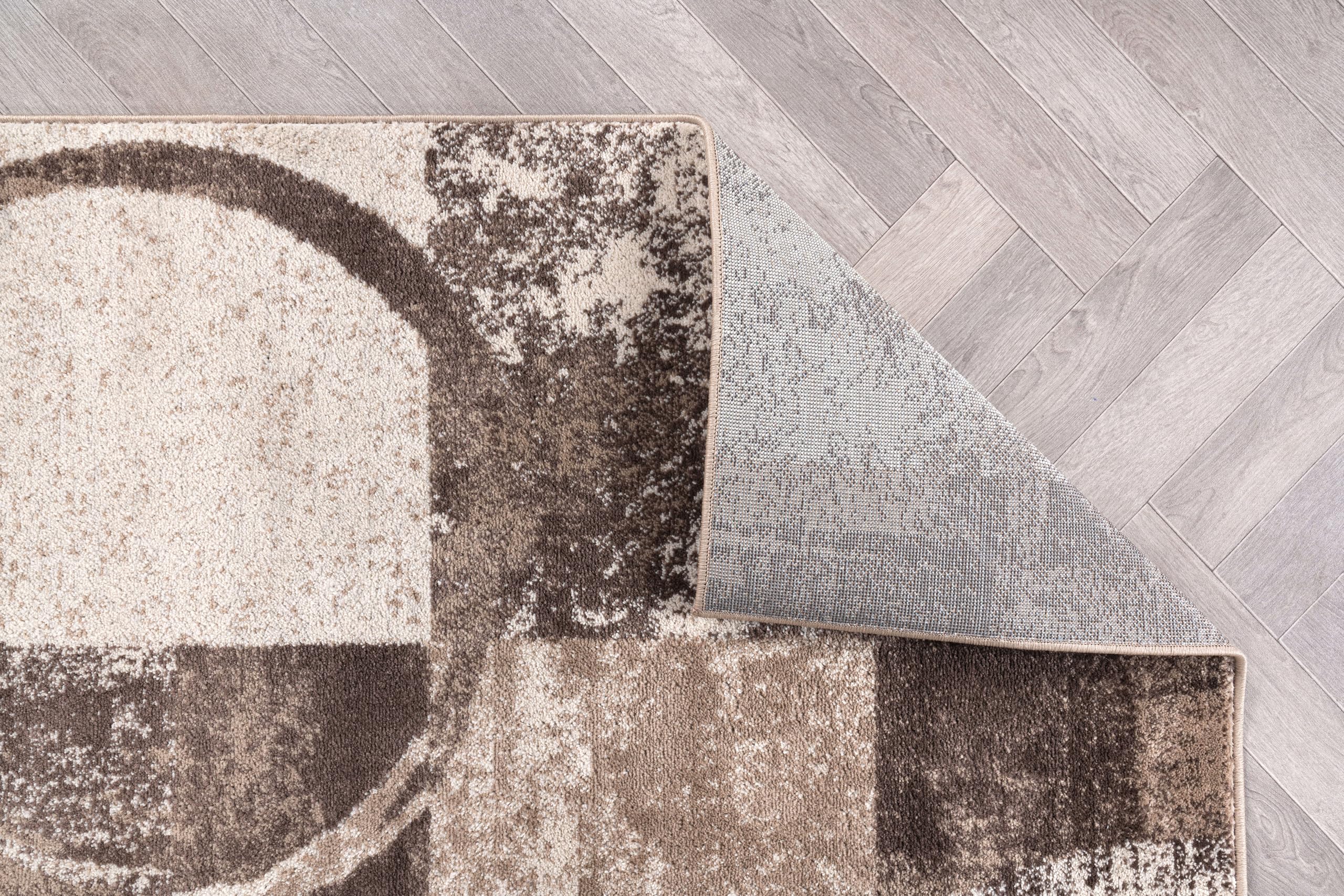 Rugshop Contemporary Abstract Circle Design Soft Area Rug 6' 6'' X 9' Brown